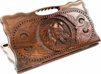 Нарды резные &quot;Волк&quot; с ручкой 60, Haleyan