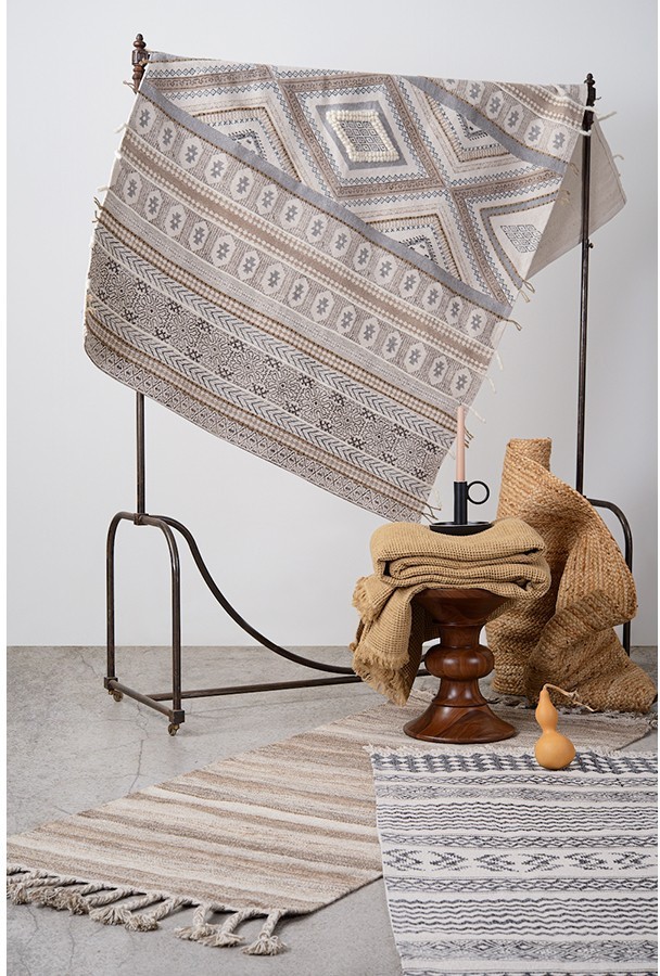 Ковер из хлопка, шерсти и джута с геометрическим орнаментом из коллекции ethnic, 120х180 см