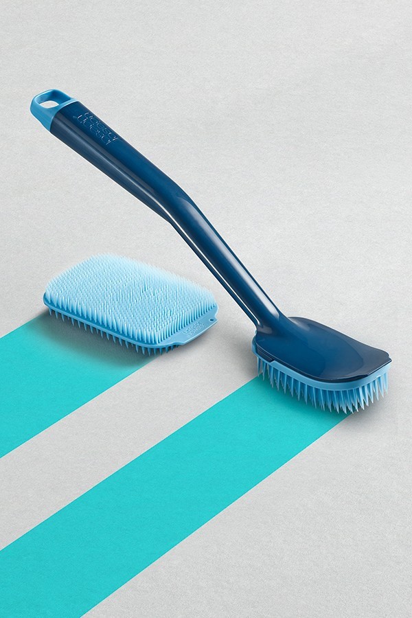 Щетка для мытья посуды cleantech с запасной насадкой, синяя