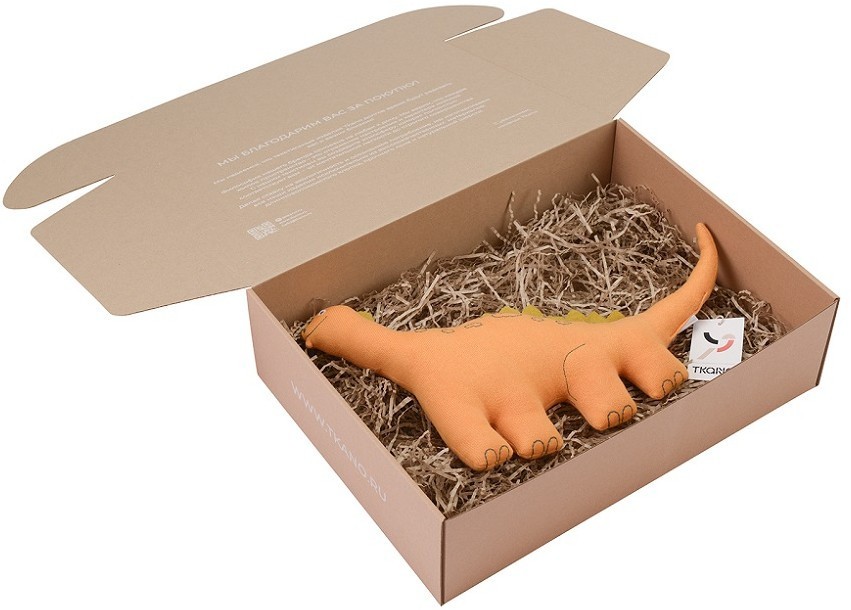 Игрушка мягкая вязаная Динозавр toto из коллекции tiny world 42х25 см