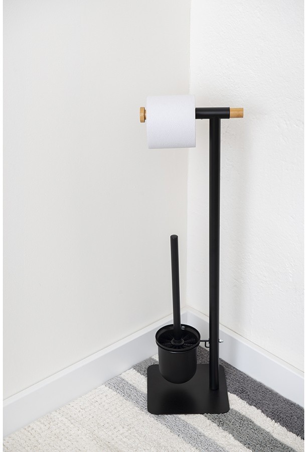 Держатель для туалетной бумаги с подвесным ершиком mats, черный