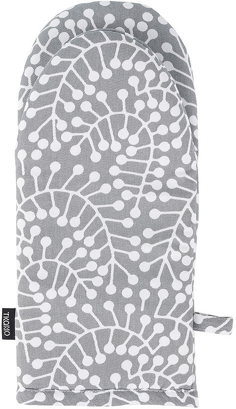 Прихватка-варежка серого цвета с принтом Спелая Смородина из коллекции scandinavian touch, 14х32 см