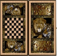 Нарды + Шашки Сирия Львы малые (Россия, дерево, 40 см), Partida