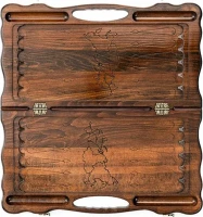 Нарды резные &quot;Герб РФ 2&quot; с ручкой 60, Haleyan