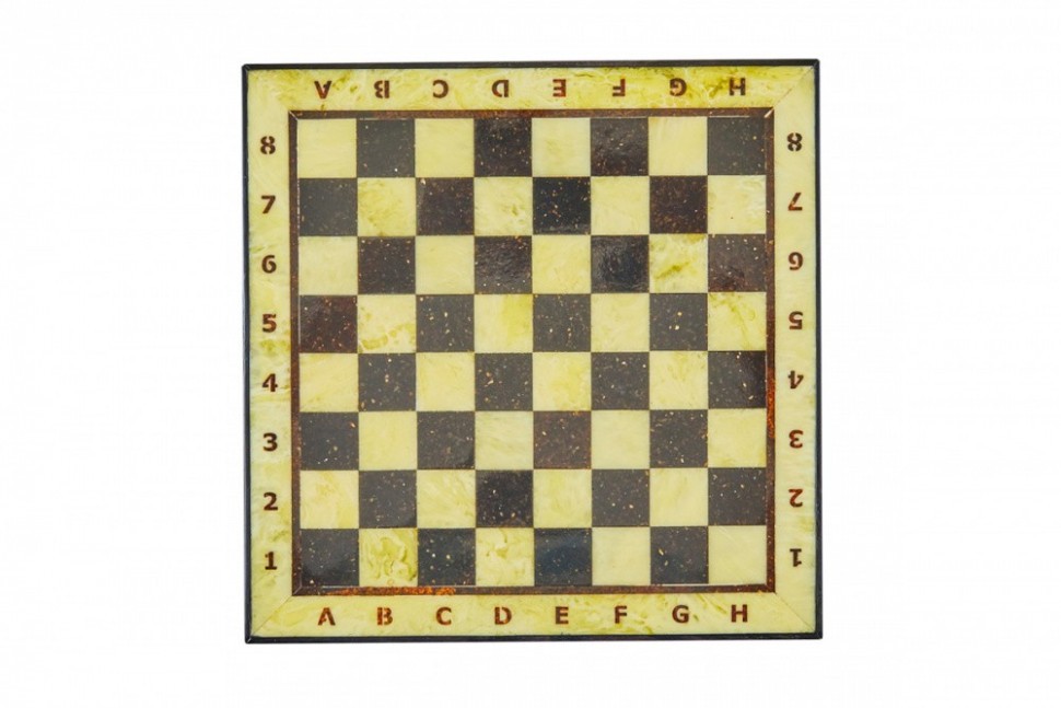 Шахматный ларец из янтаря с доской малый (дуб) 25*25