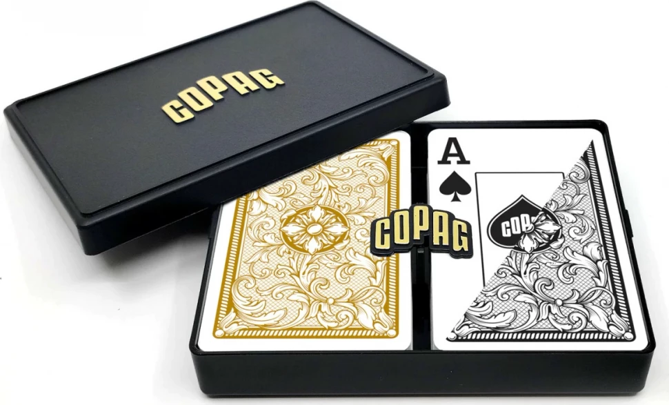 Карты "1546 Plastic Bridge Size Jumbo Index black/gold Double-Deck Set"