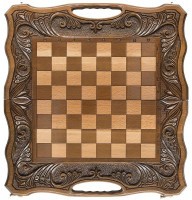 Шахматы + нарды резные &quot;Афинские&quot; 50 с ручкой, Haleyan