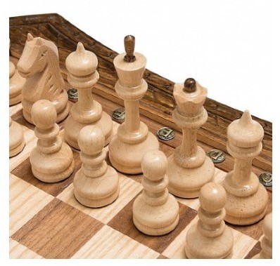 Шахматы резные восьмиугольные в ларце с ящиками 50, Haleyan