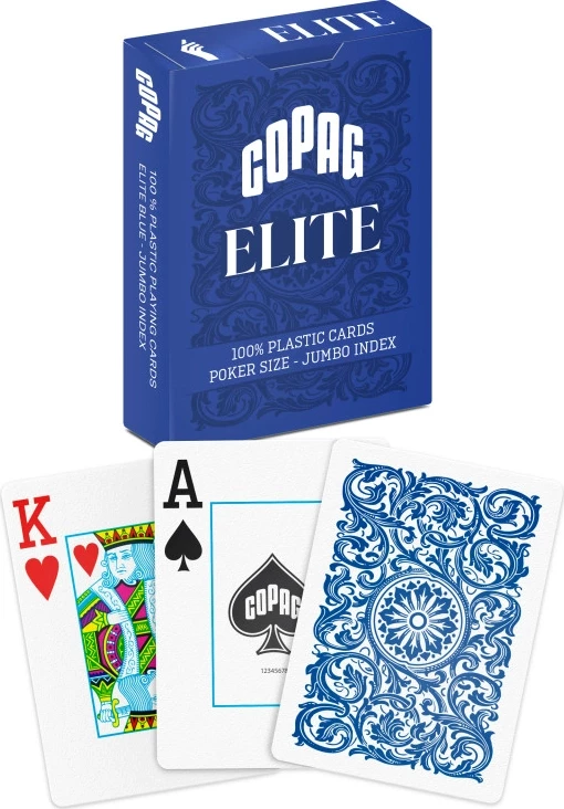 Карты "1546 Elite Plastic Poker Size Jumbo Index blue Single deck"