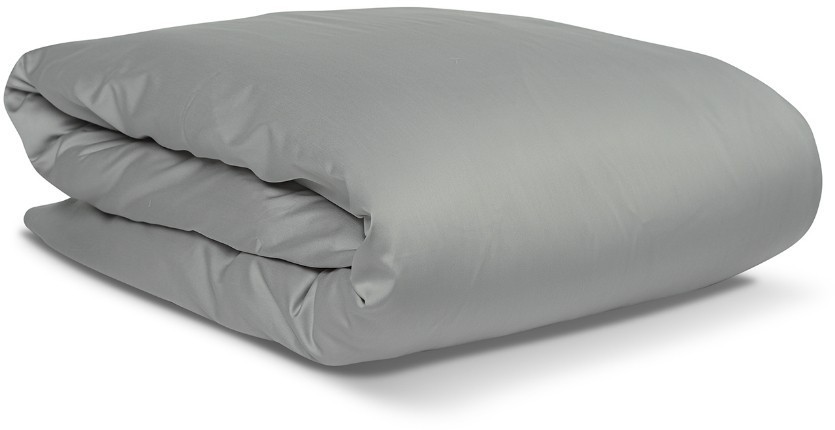 Комплект постельного белья полутораспальный из сатина светло-серого цвета из коллекции essential