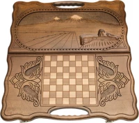 Нарды резные &quot;Арарат и Хор Вирап&quot; с ручкой 60, Haleyan