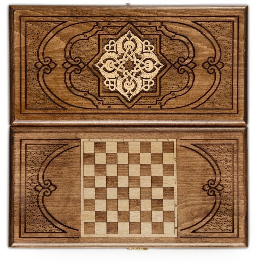 Нарды резные "Золотой узор 3" 40, Mirzoyan