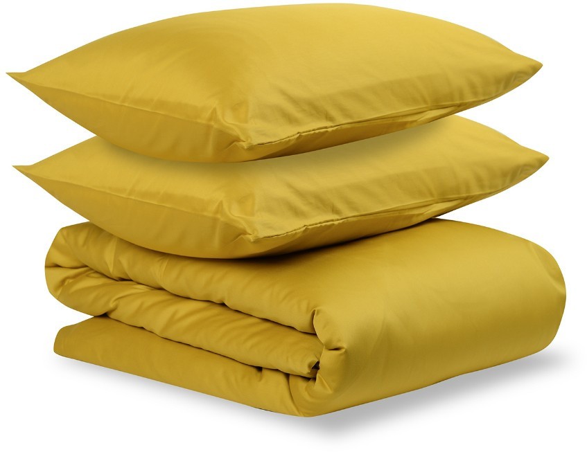 Комплект постельного белья полутораспальный из сатина горчичного цвета из коллекции essential