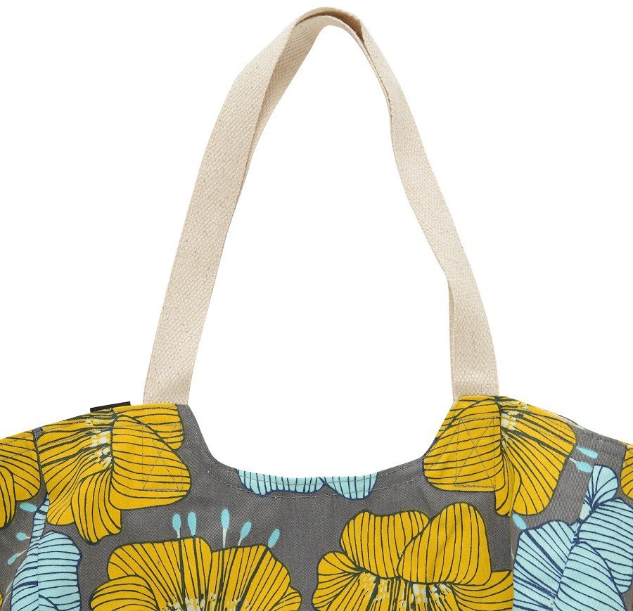 Пляжная сумка из хлопка серого цвета с принтом Цветы из коллекции prairie
