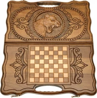 Нарды резные &quot;Тигр&quot; с ручкой 40, Haleyan