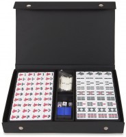 Маджонг в кожаном кейсе (синие фишки)