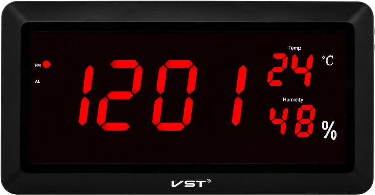 Сетевые часы vst780s-1 220В крас.циф (темп, влаж.)+блок