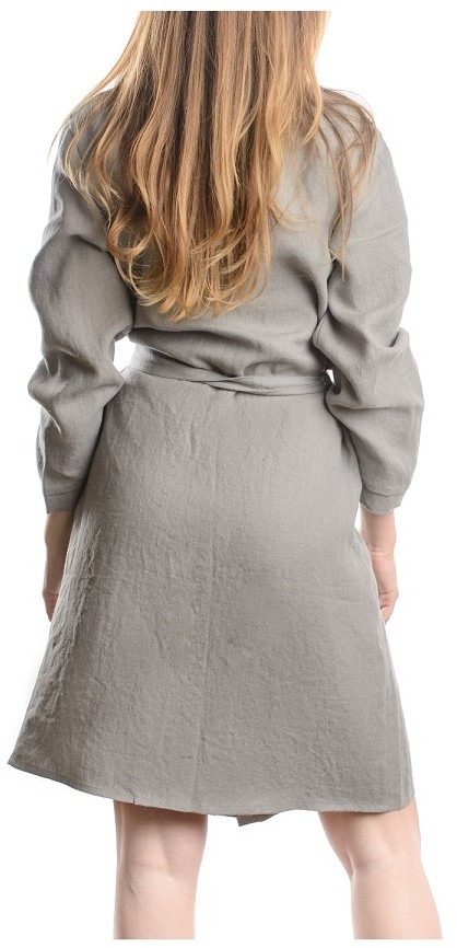 Халат из умягченного льна серого цвета essential, размер s