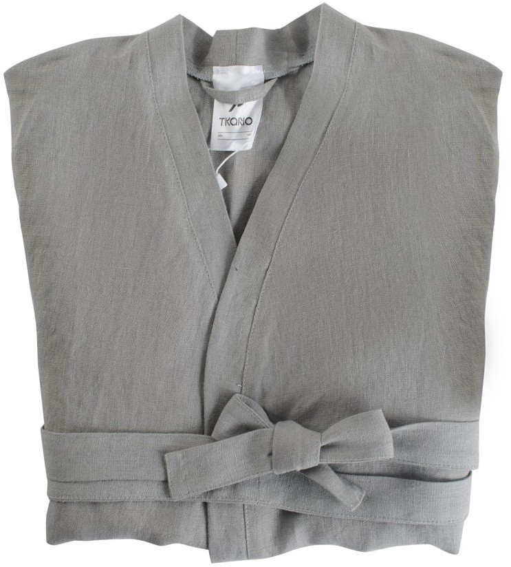 Халат из умягченного льна серого цвета essential, размер m