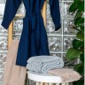 Халат из умягченного льна темно-синего цвета essential, размер s