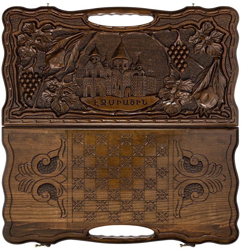 Нарды резные "Эчмиадзин" с ручкой 60, Haleyan