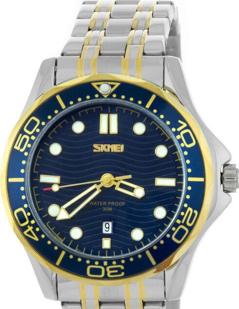Наручные часы skmei 9276stgdbu silver/gold-blue-steel strap