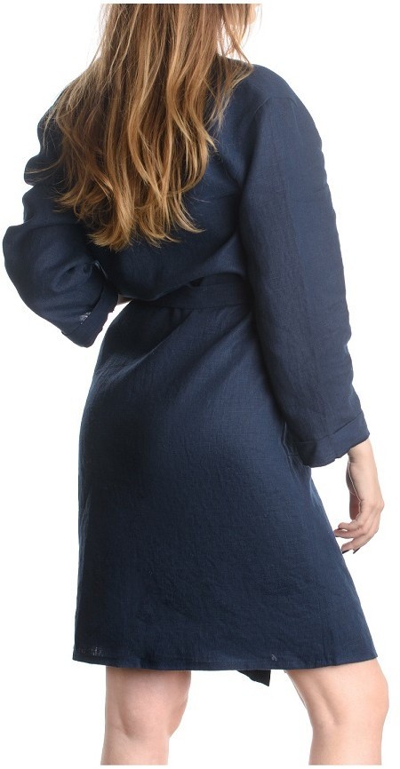 Халат из умягченного льна темно-синего цвета essential, размер m