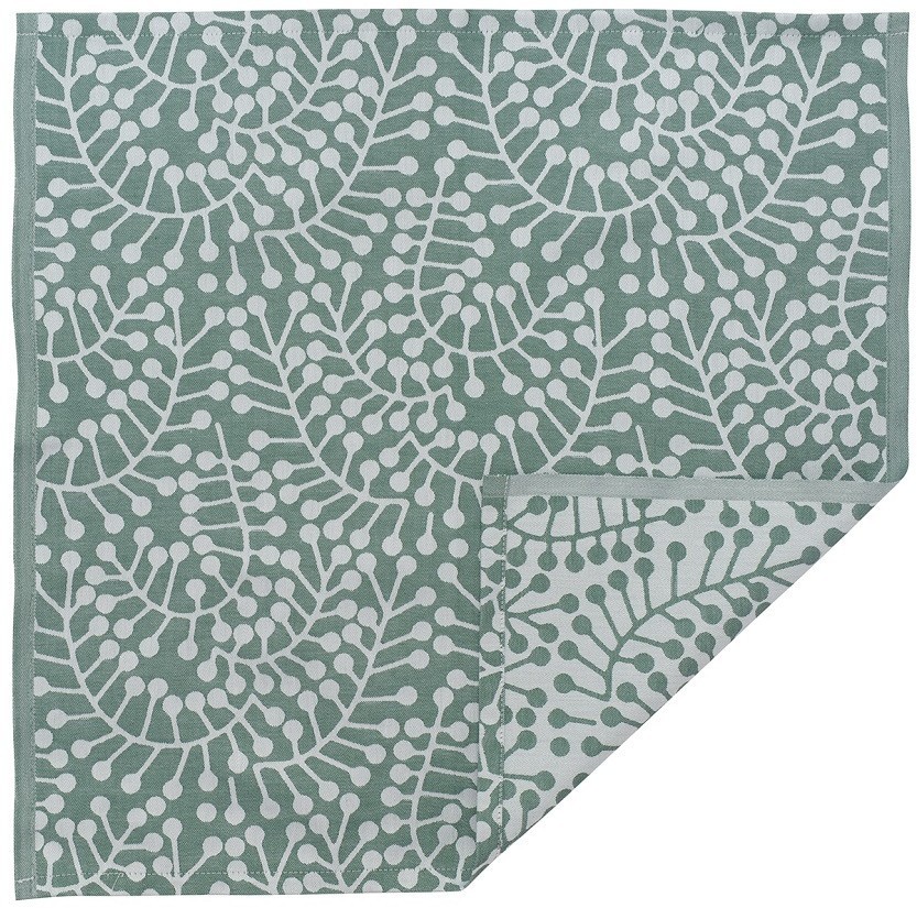 Салфетка из хлопка зеленого цвета с рисунком Спелая смородина, scandinavian touch, 53х53см