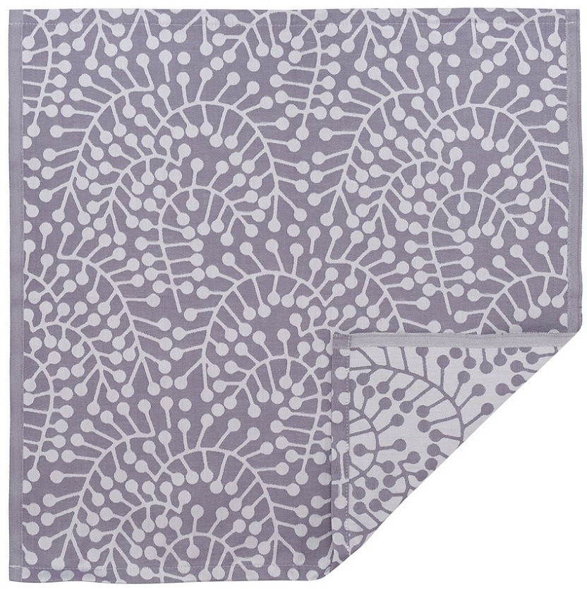 Салфетка из хлопка фиолетово-серого цвета с рисунком Спелая смородина, scandinavian touch, 53х53см