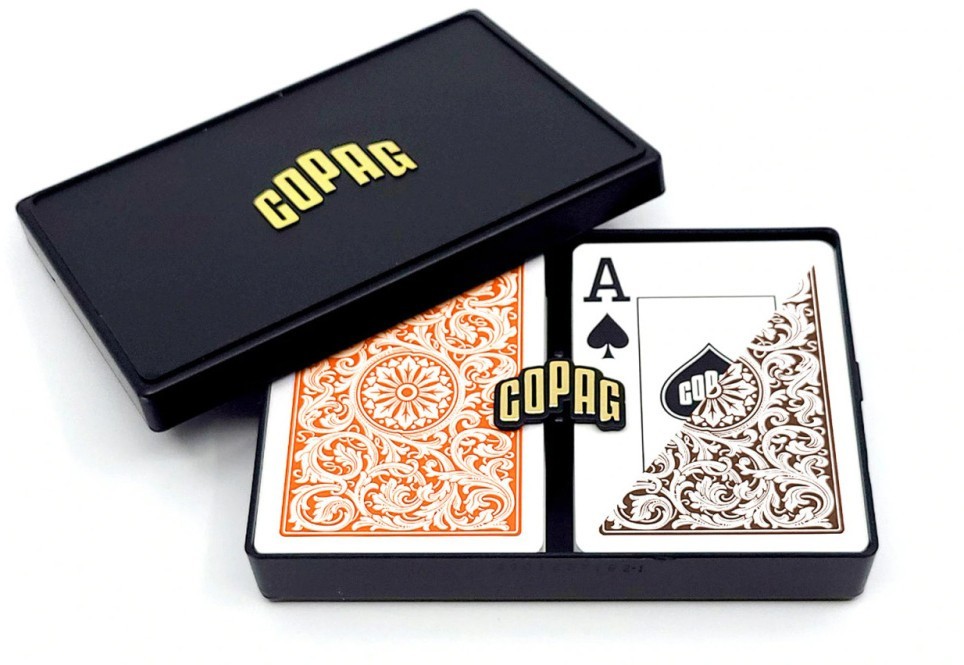 Карты "1546 Plastic Poker Size Jumbo Index orange/brown Double-Deck Set"