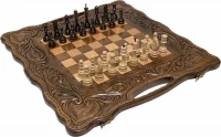 Шахматы + нарды резные &quot;Антемион&quot; 60 с ручкой, Haleyan