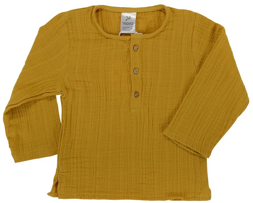 Рубашка из хлопкового муслина горчичного цвета из коллекции essential 24-36m