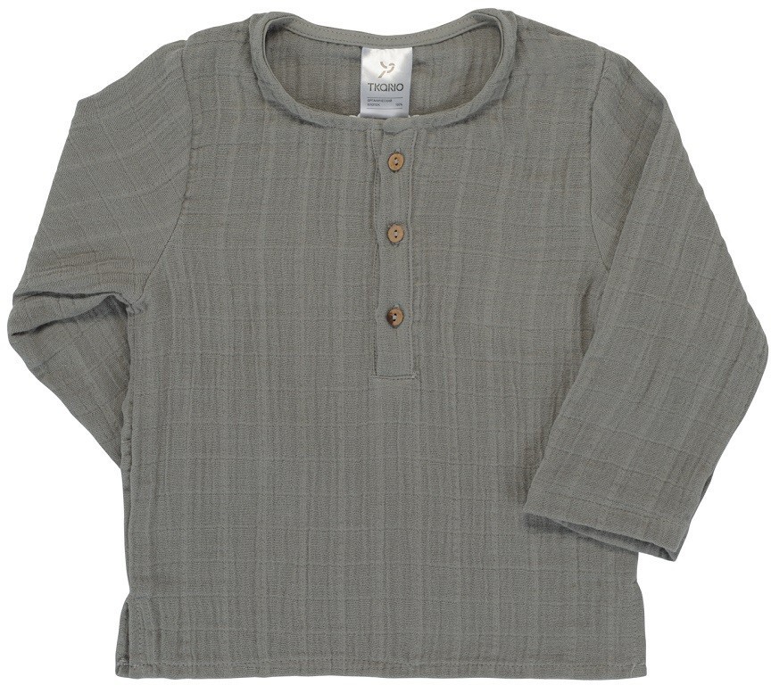 Рубашка из хлопкового муслина серого цвета из коллекции essential 18-24m