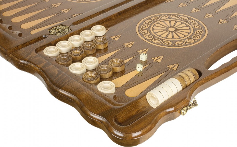 Нарды резные "Армянский узор 9" с ручкой 60, Haleyan