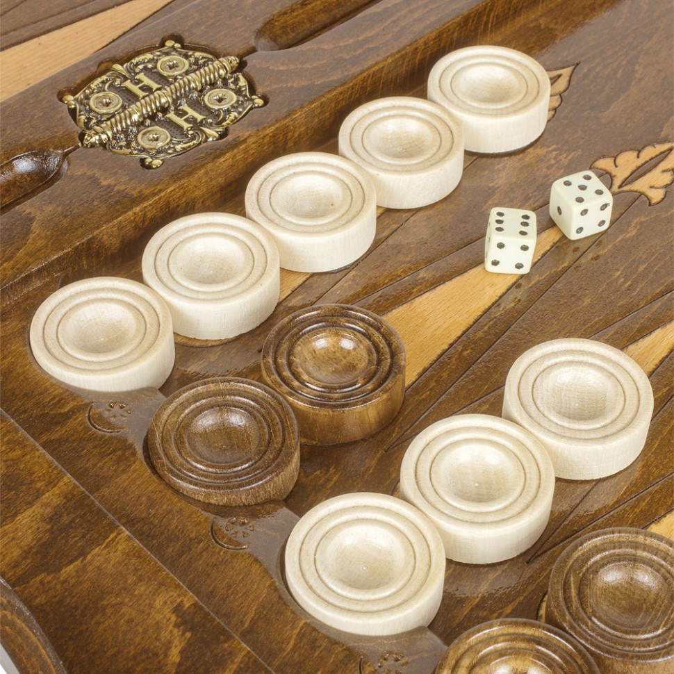 Нарды резные "Армянский узор 9" с ручкой 60, Haleyan