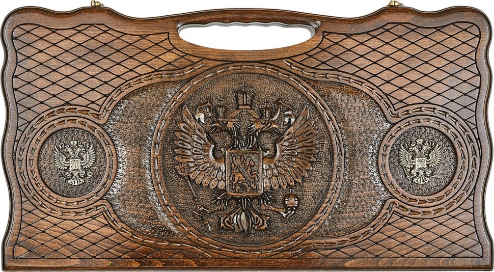 Нарды резные "Герб РФ 3" с бронзой 60, Haleyan