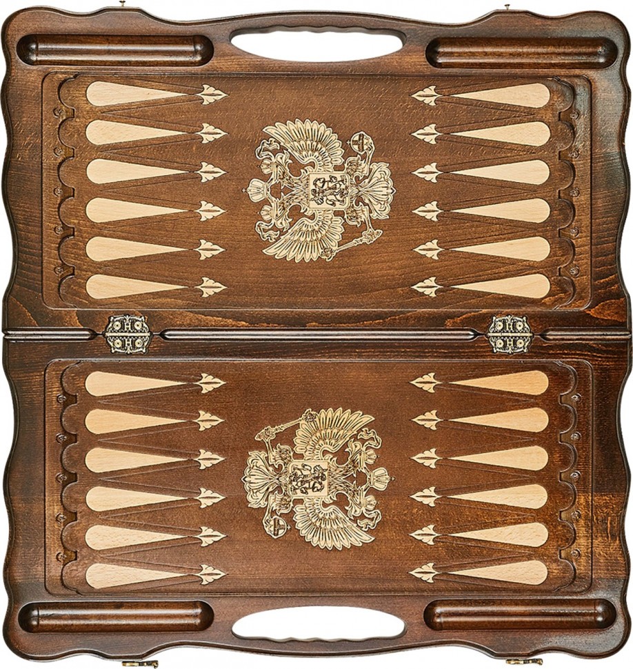 Нарды резные "Герб РФ 3" с бронзой 60, Haleyan
