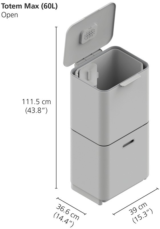 Контейнер для мусора с двумя баками totem max, 60 л, графит