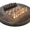 Шахматы + нарды резные "Круглые" 60, Mkhitaryan