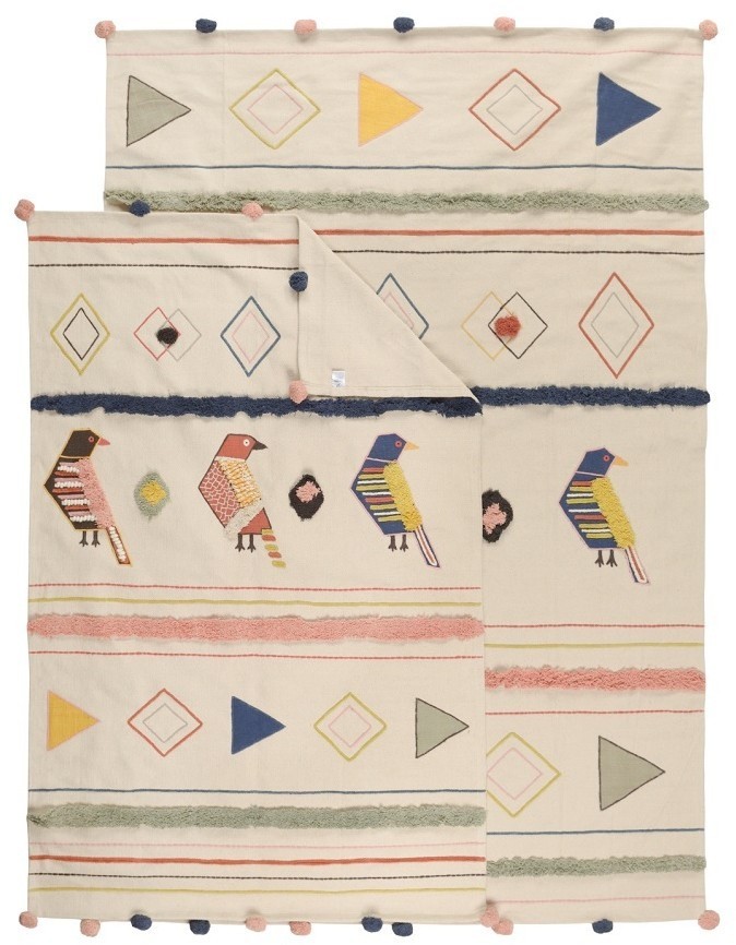 Ковер из хлопка в этническом стиле с орнаментом Птицы из коллекции ethnic, 160х230 см