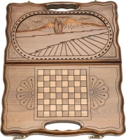 Нарды резные &quot;Арарат&quot; с ручкой 30, Haleyan