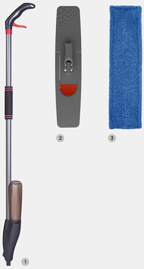 Швабра для мытья пола с распылителем, телескопической ручкой 130 см и насадкой